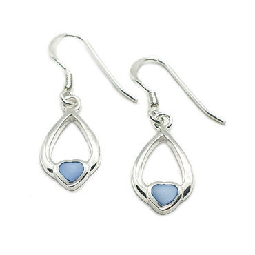 Sterling Silver & Blue Mother of Pearl "love heart" Earrings (E307BPT)