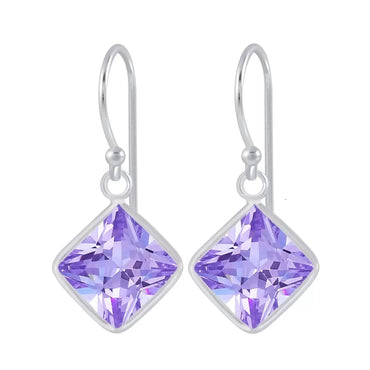 Sterling Silver & Lilac Cubic Zirconia Earrings (E315LVT)