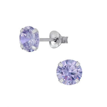 Sterling Silver & Lilac Cubic Zirconia Earrings (E726LVH)
