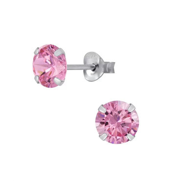 Sterling Silver & Pink Cubic Zirconia Earrings (E726PCZH)