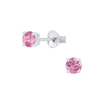 Sterling Silver & Pink Cubic Zirconia Earrings (E732PCZH)