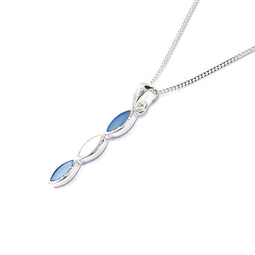 Sterling Silver & Blue/White mix Mother of Pearl Pendant (P471BP/WPT)